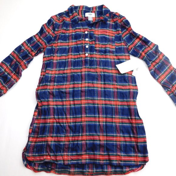 Old Navy Girls XL 14 Plaid Blue Red Tunic Top New - Picture 5 of 6